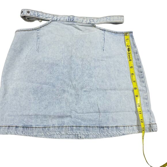 Revolve We Wore What Skirt Women M Denim Cut Out Mini Light Wash 90s Y2K Casual - Picture 9 of 14